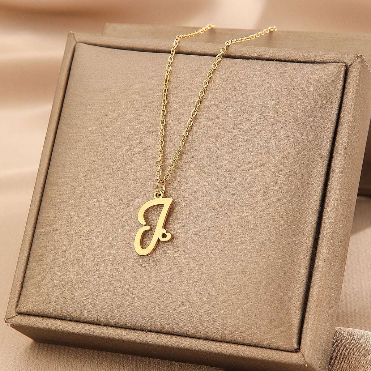 Wishes Stainless Steel Initial Small Heart Letter Necklace