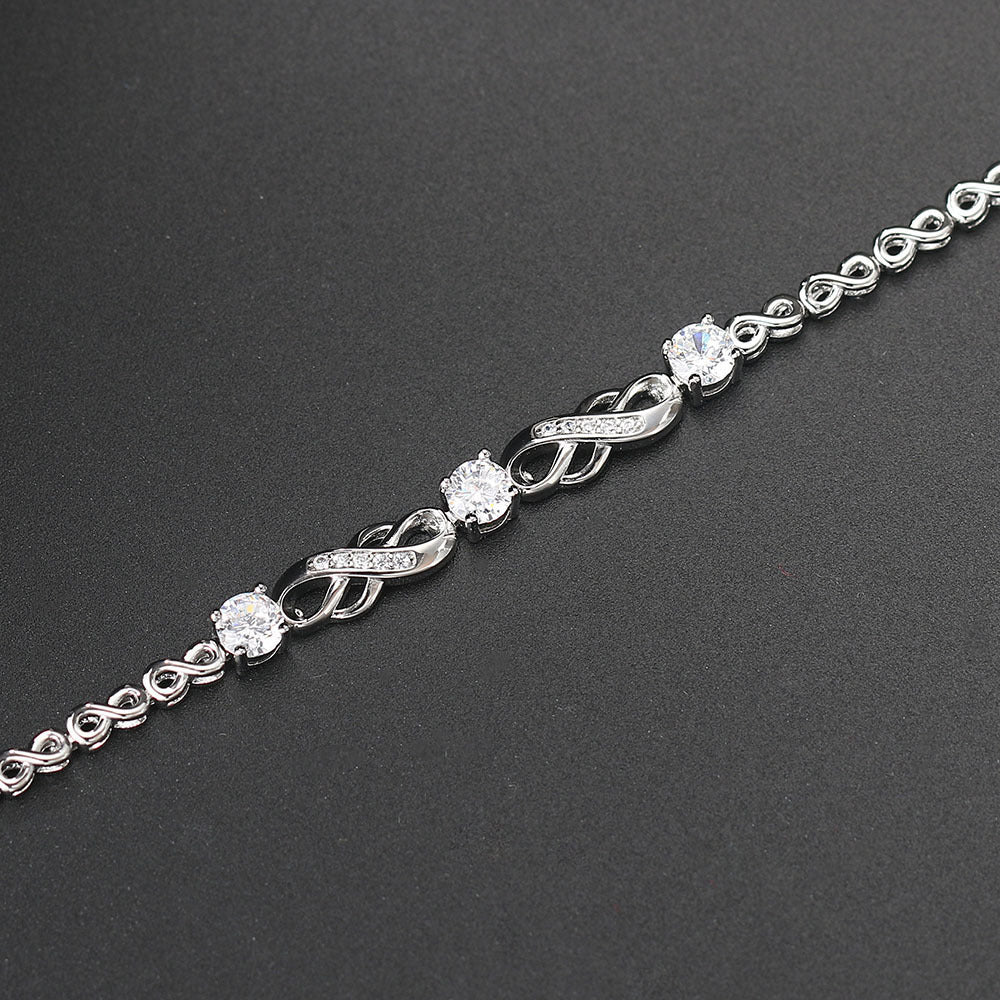 European And American Popular Inlaid Zircon White Gold Plated Infinite Bracelet