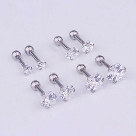 wishes  Popular Heart-shaped Zircon Ear Bone Stud Earrings European And American Creative Stainless Steel