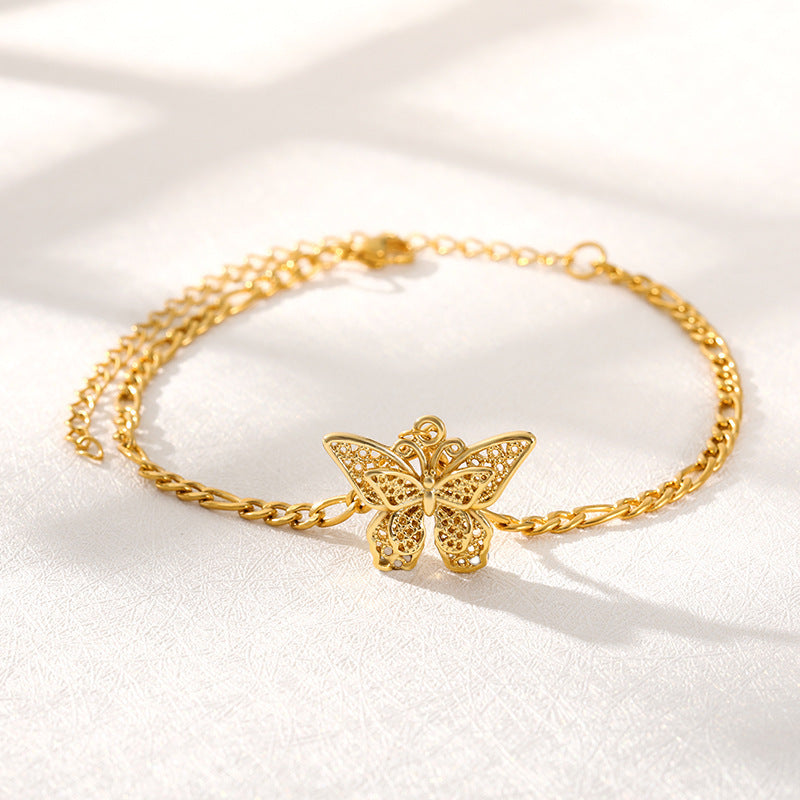 Wishes  Stainless Steel Butterfly Bracelet 18K Gold