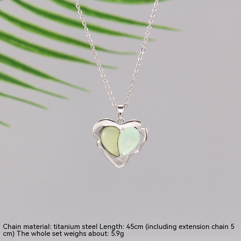 Wishes Loving Heart Zircon Necklace For Women Titanium Steel Clavicle Chain