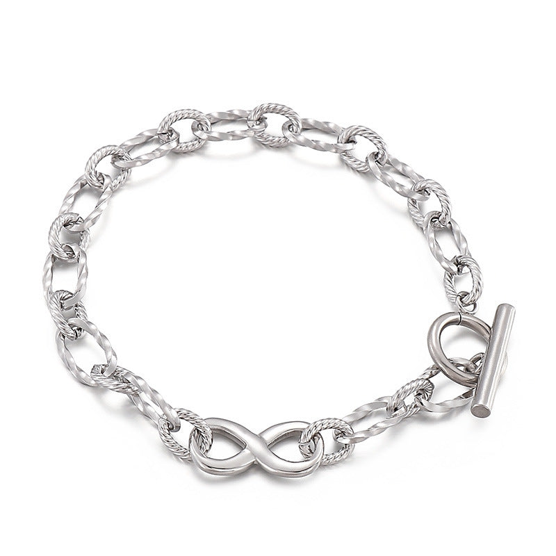 Wishes Peach Heart Stitching Chain Hollow Heart Stainless Steel Bracelet