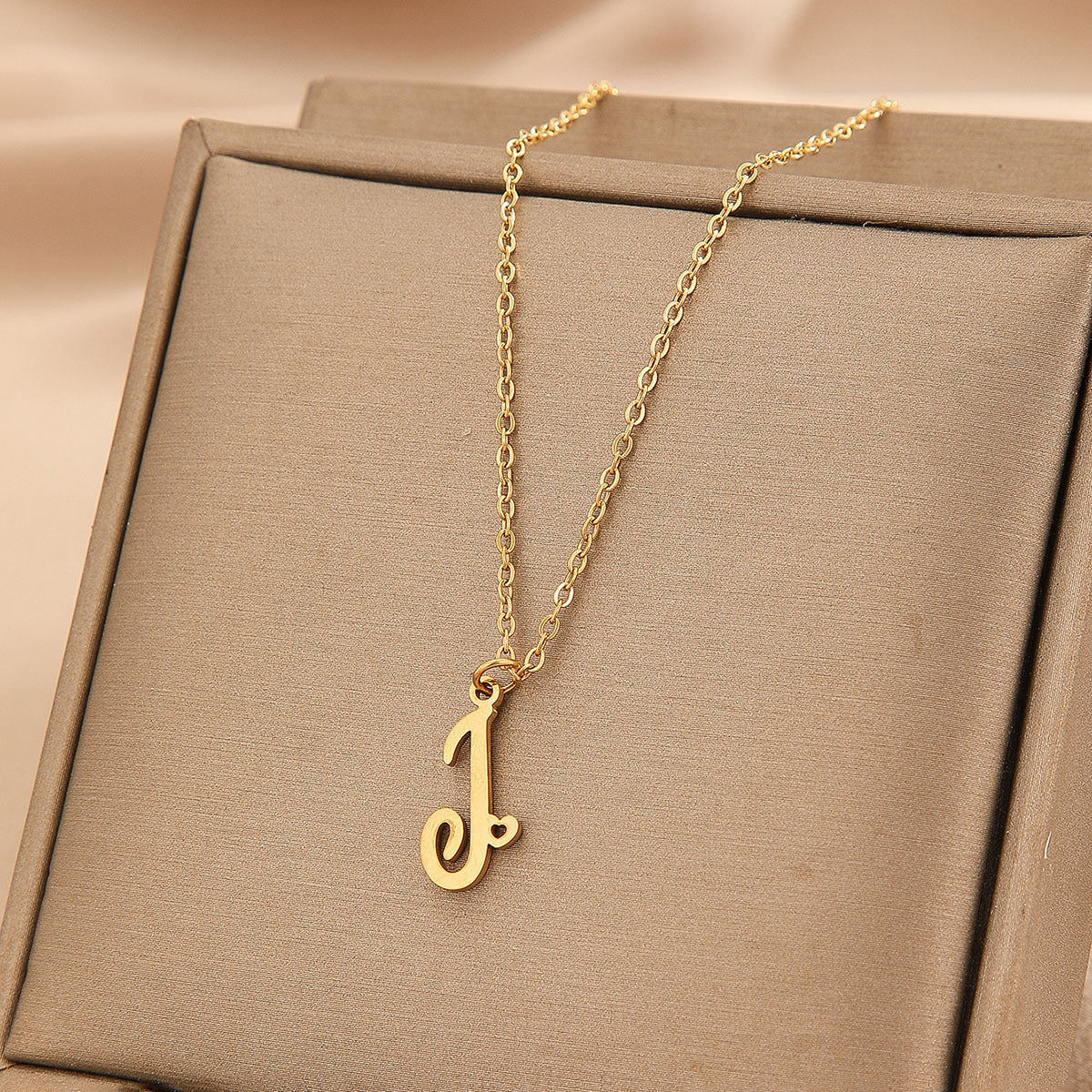 Wishes Stainless Steel Initial Small Heart Letter Necklace