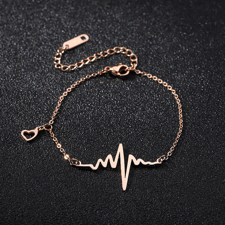 Wishes Design Sense Electrocardiogram Titanium Steel Necklace Women