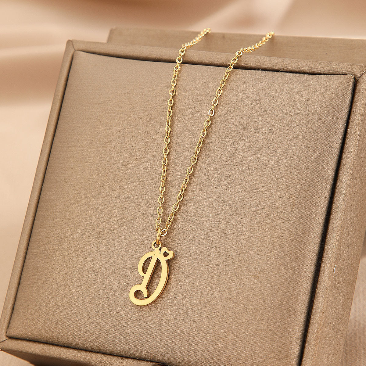 Wishes Stainless Steel Initial Small Heart Letter Necklace