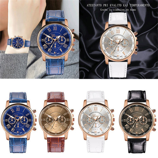 Wishes Tile three-eye six-pin belt watch for men's women's