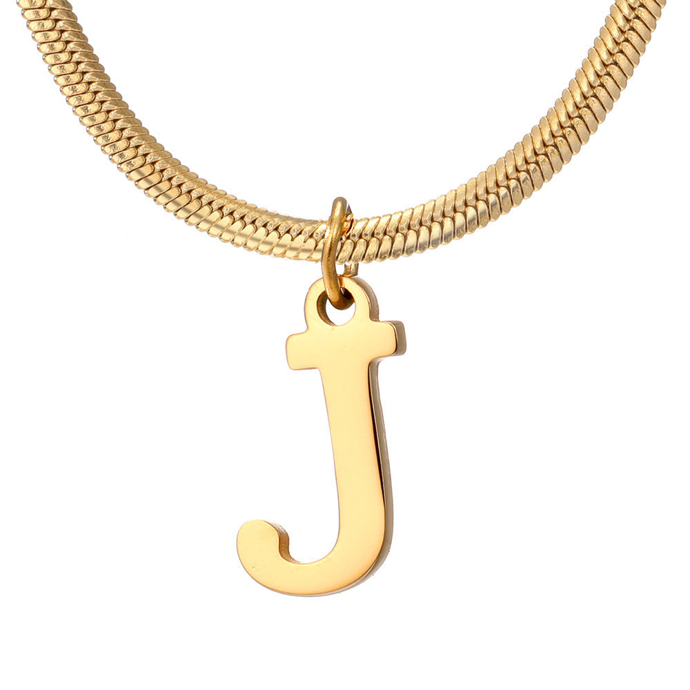 Wishes  A-Z Letter Pendant Necklace For Women Stainless Steel Gold Color