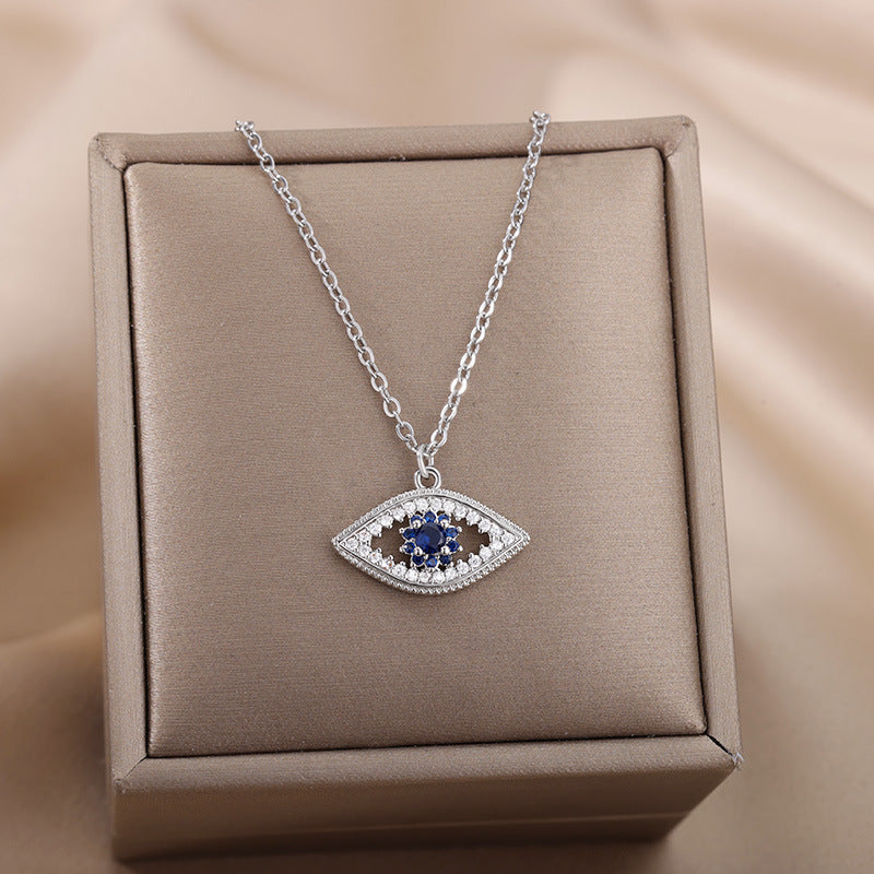 wishes18K Gold Plated Color Zircon Blue Eyes Pendant Devil's Eye Necklace