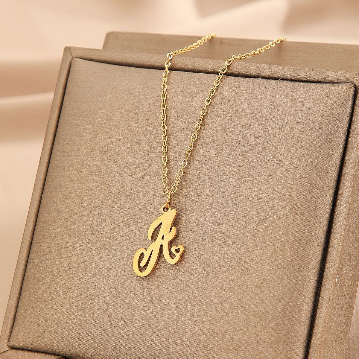 Wishes Stainless Steel Initial Small Heart Letter Necklace