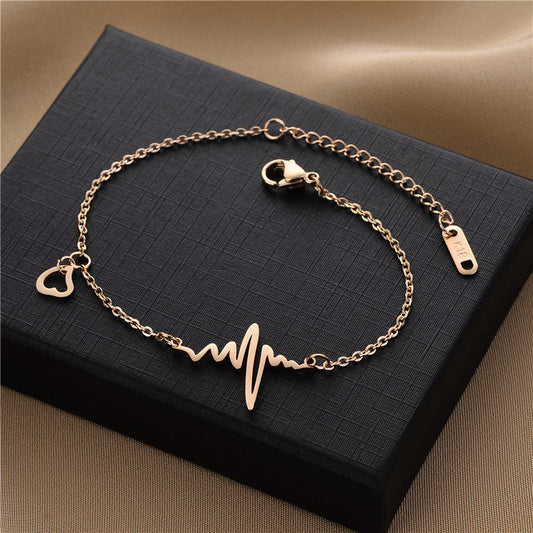 Wishes Design Sense Electrocardiogram Titanium Steel Necklace Women