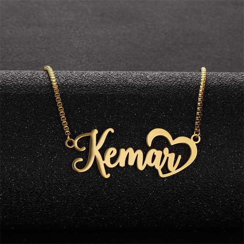 Wishes Fashionable Stainless Steel Simple English Name Clavicle Private Necklace