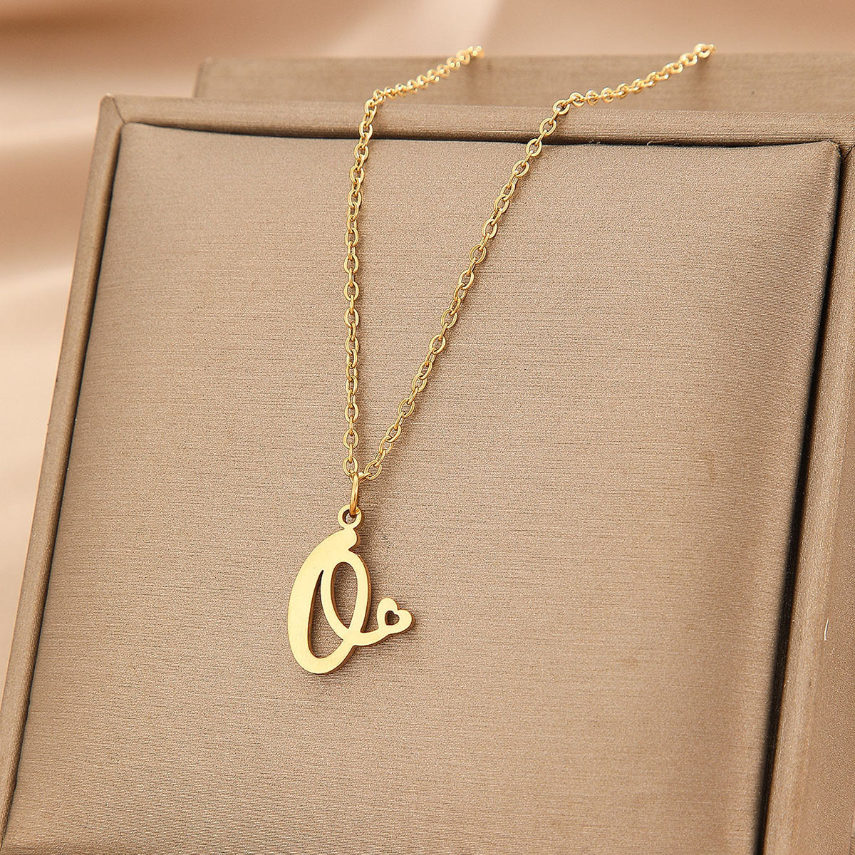 Wishes Stainless Steel Initial Small Heart Letter Necklace