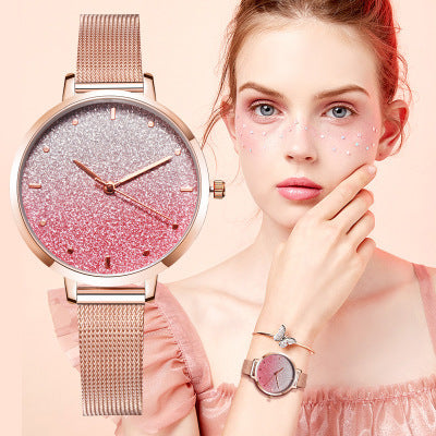 Wishes stainless steel Starry Quartz Mesh Watch