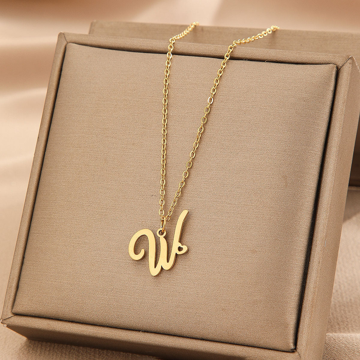 Wishes Stainless Steel Initial Small Heart Letter Necklace