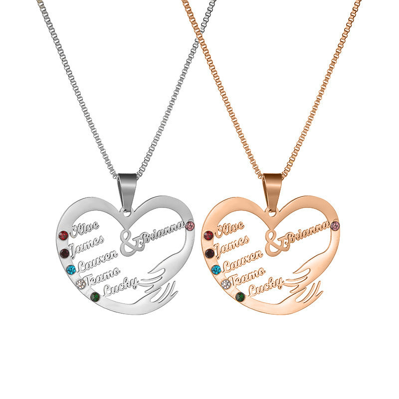 Wishes Stainless Steel English Alphabet Heart Set Zircon Pendant Personality Diy Name Necklace