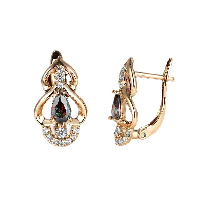 Droplet Bright Topaz Earrings In Champagne Gold Plated