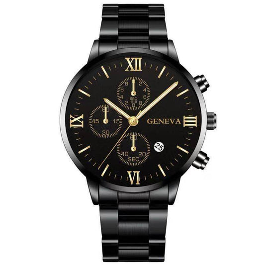 Wishes Steel Watch Men's Stainless Steel Three-eye Calendar