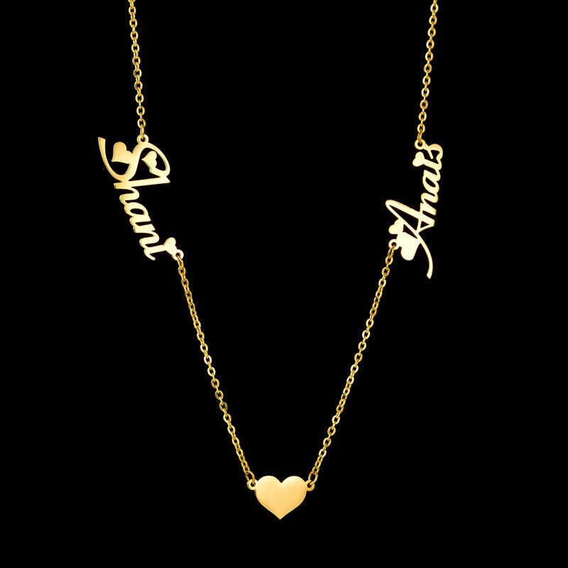 Wishes Stainless Steel Custom Name Necklace Heart Shape Personality Pendant