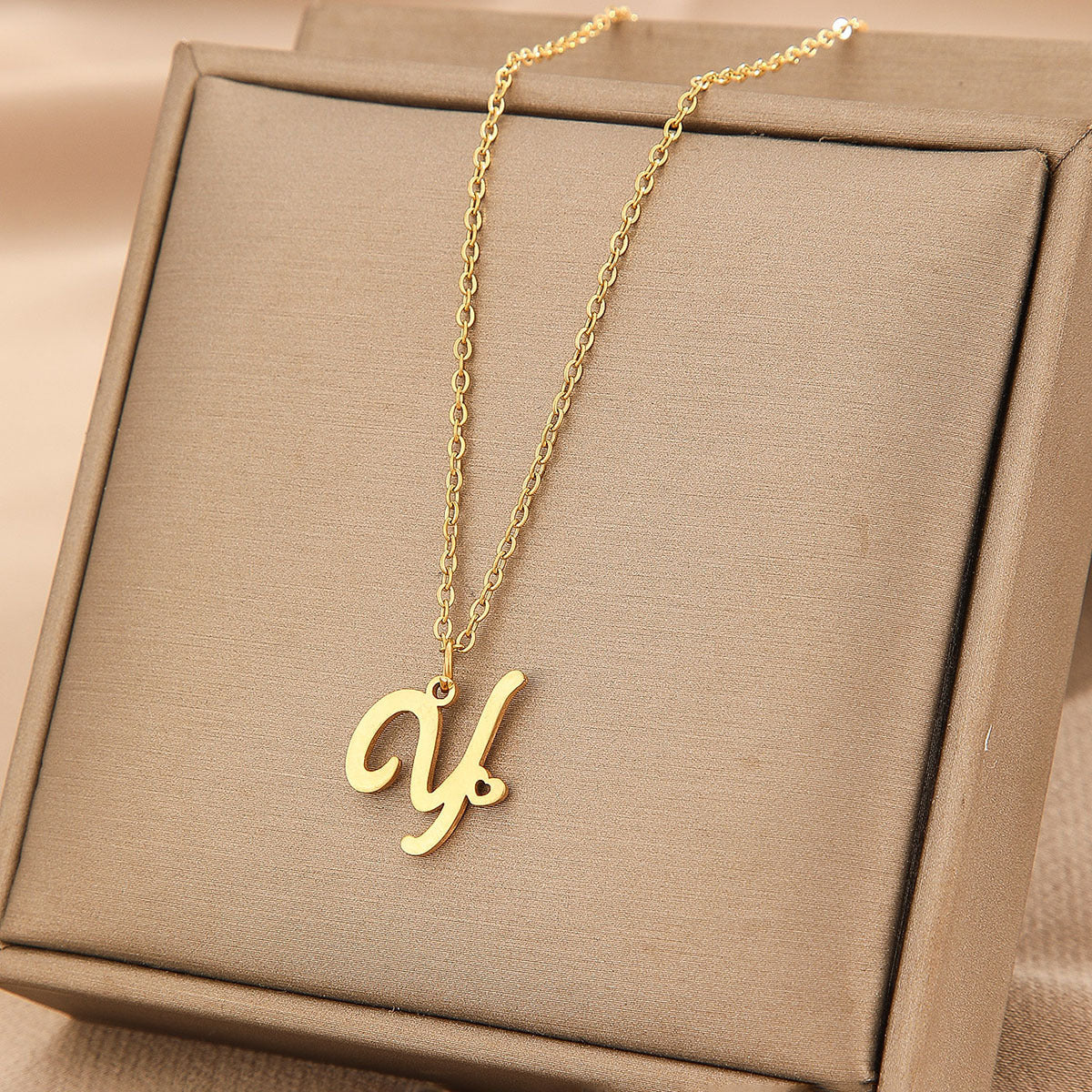 Wishes Stainless Steel Initial Small Heart Letter Necklace