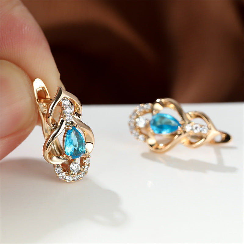 Droplet Bright Topaz Earrings In Champagne Gold Plated