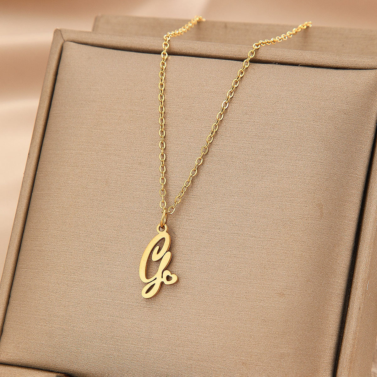 Wishes Stainless Steel Initial Small Heart Letter Necklace