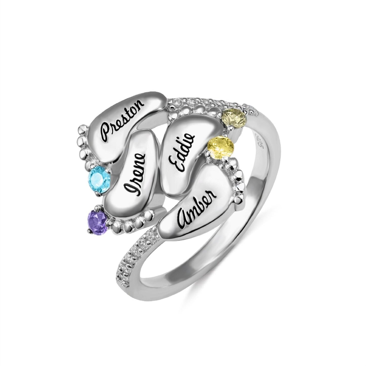 Wishes S925 Cross-Border  Diy Foot Name Ring