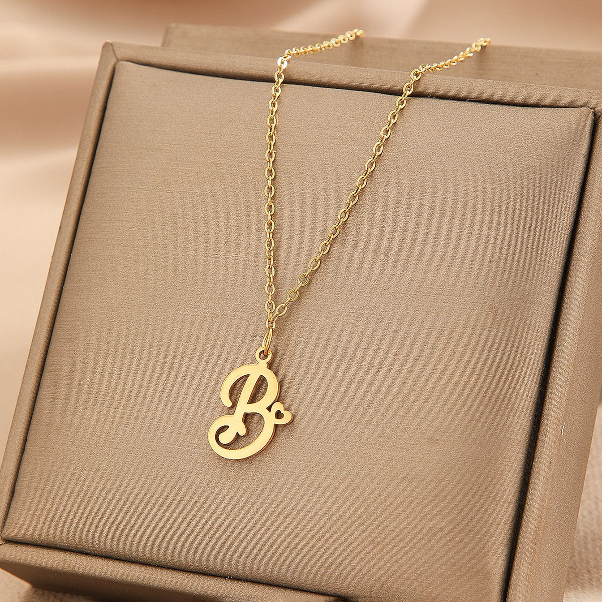 Wishes Stainless Steel Initial Small Heart Letter Necklace