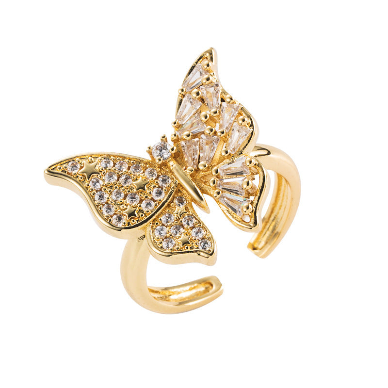 Trendy Copper Gold Plated Micro Set Zircon Bee Ring