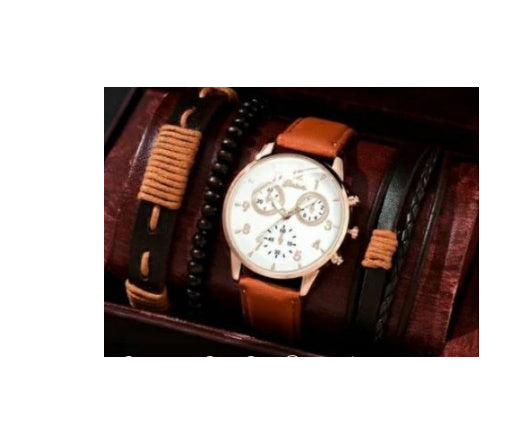 Wishes Men's Fashion Simple Quartz Watch All-match Beaded Bracelet