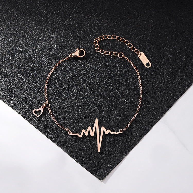 Wishes Design Sense Electrocardiogram Titanium Steel Necklace Women