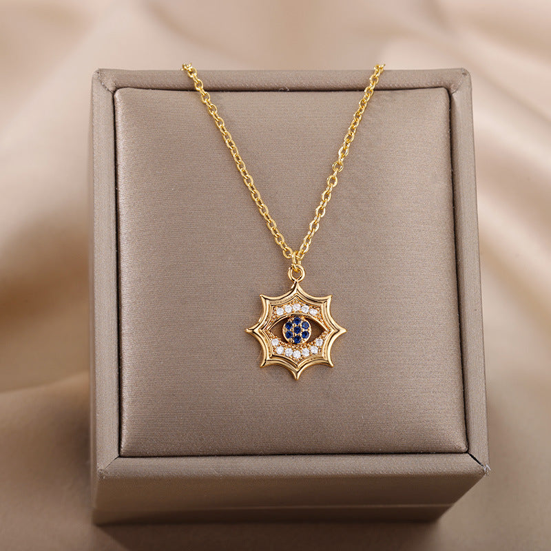 wishes18K Gold Plated Color Zircon Blue Eyes Pendant Devil's Eye Necklace