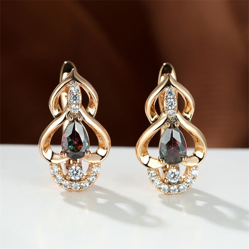 Droplet Bright Topaz Earrings In Champagne Gold Plated