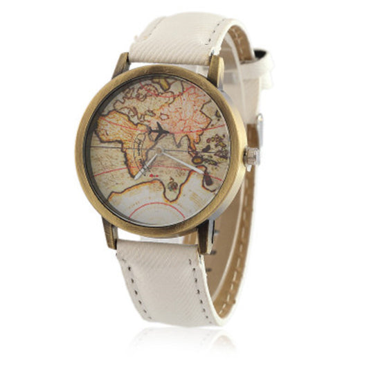 Wishes Leather Map Wind Simple Watch