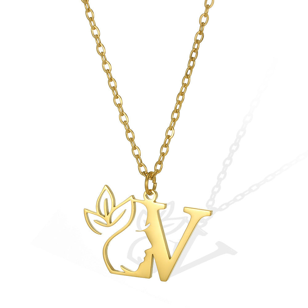 Wishes Letter Gold Stainless Steel Necklace