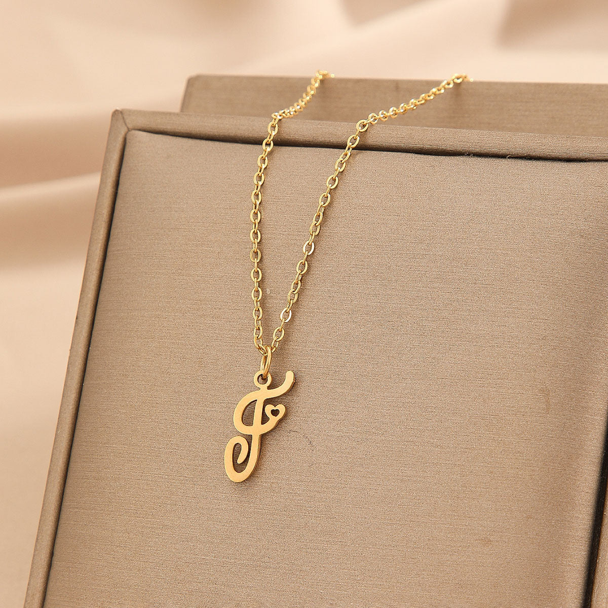 Wishes Stainless Steel Initial Small Heart Letter Necklace