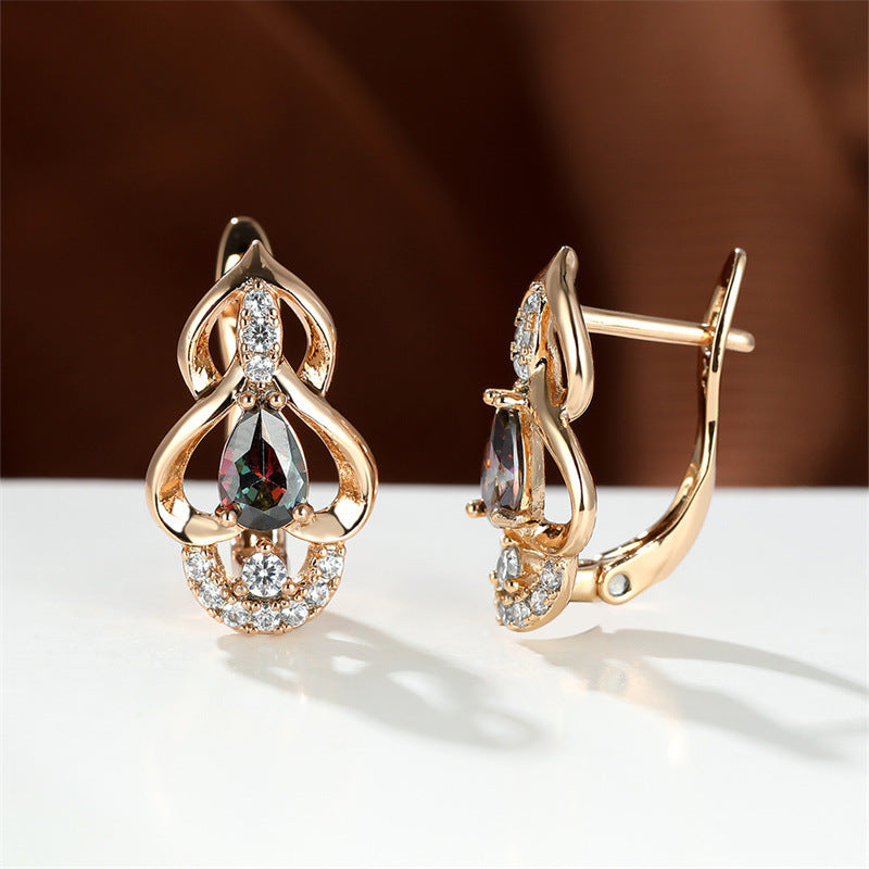 Droplet Bright Topaz Earrings In Champagne Gold Plated